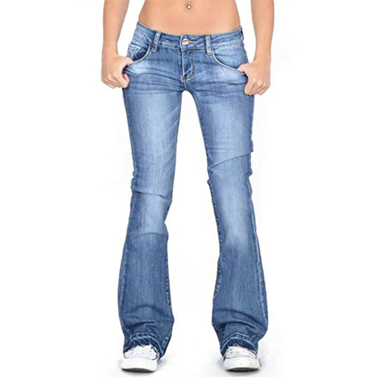 Valenzora - Women's Low Rise Flared Jeans: Casual Vintage Skinny Bell Bottom Jeans
