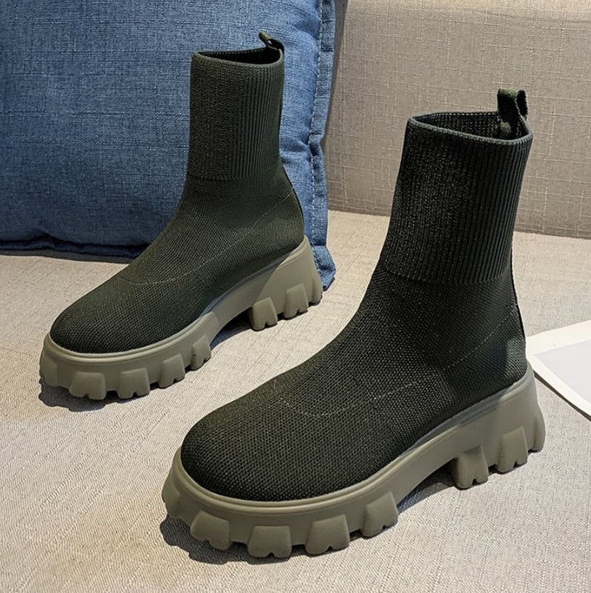 Valenzora | Chunky Platform Sock Boots Women's Boots