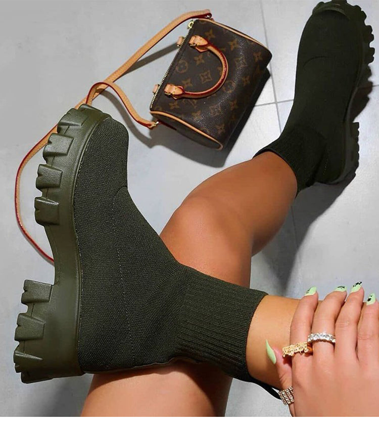 Valenzora | Chunky Platform Sock Boots Women's Boots