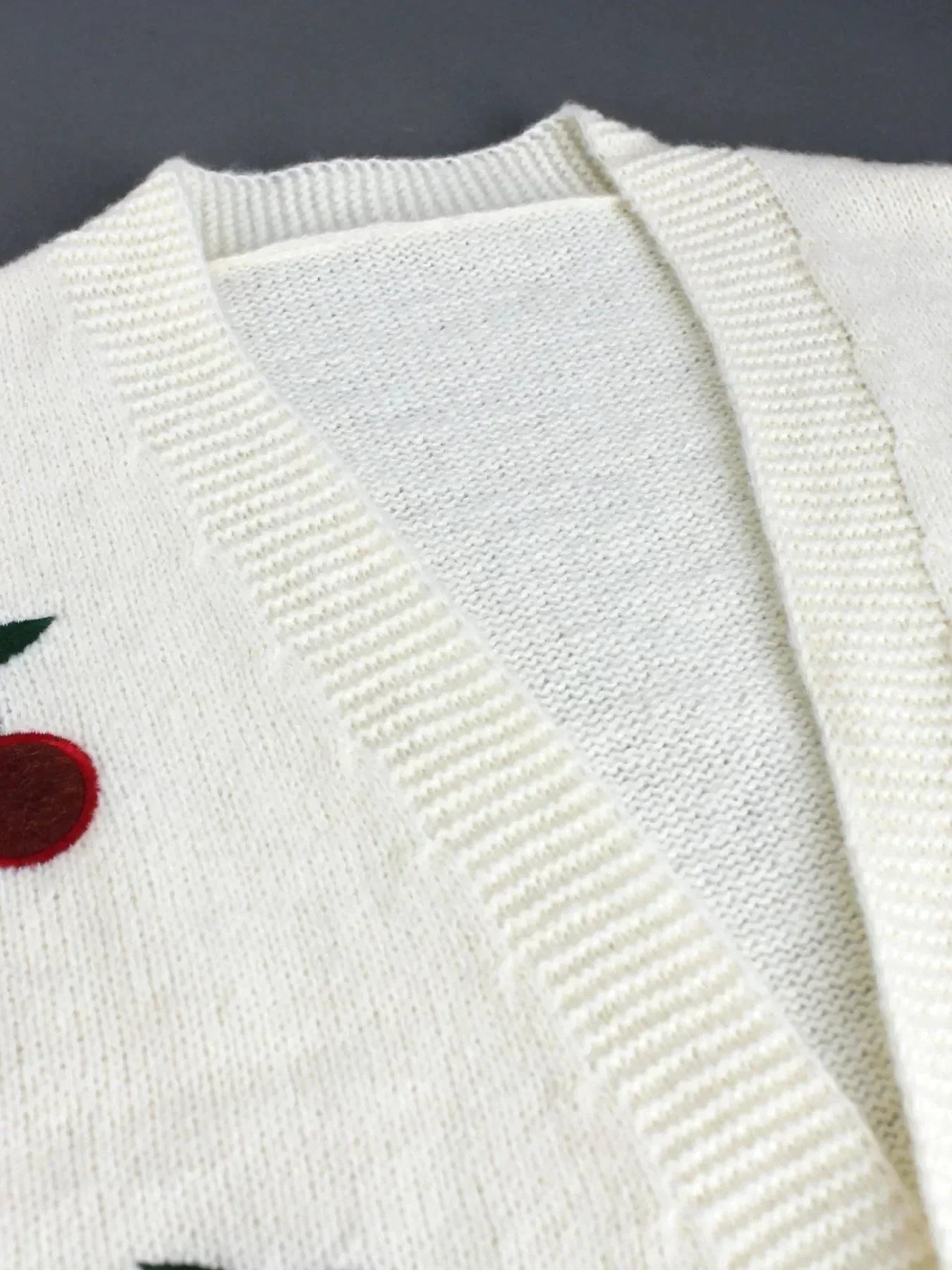 Valenzora | Cherry Red White Chunky Knit Jacket Women's Jacket