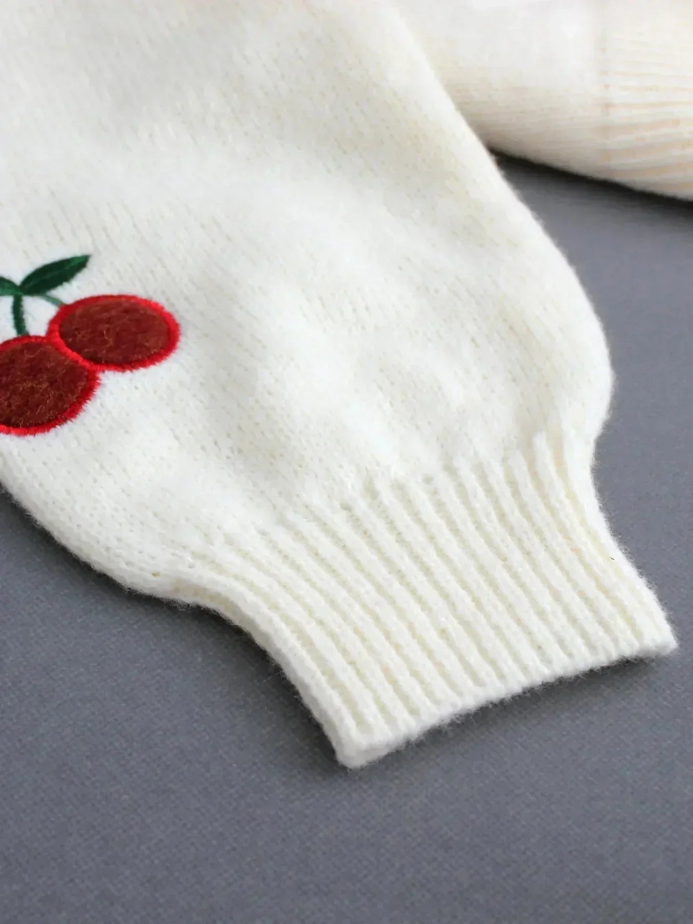 Valenzora | Cherry Red White Chunky Knit Jacket Women's Jacket