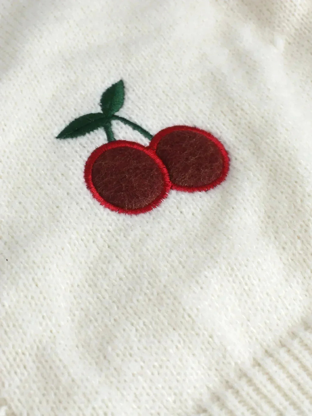 Valenzora | Cherry Red White Chunky Knit Jacket Women's Jacket