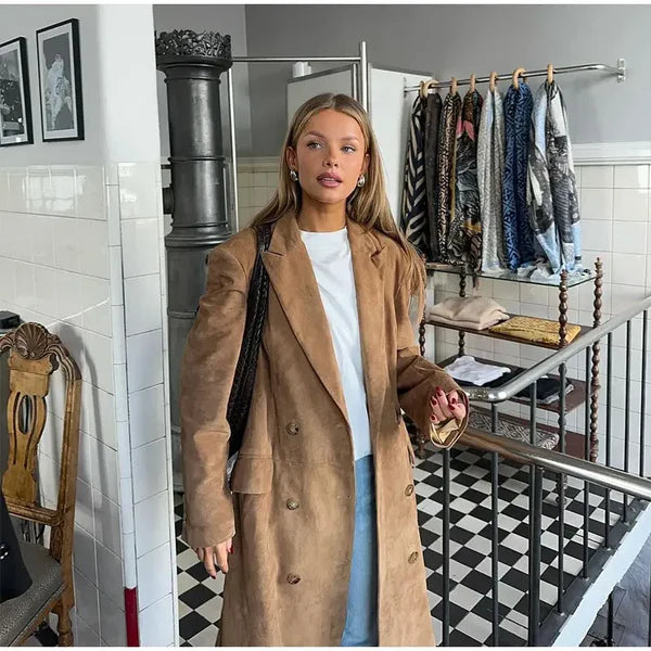 Valenzora | Trenchcoat aus Wildlederimitat