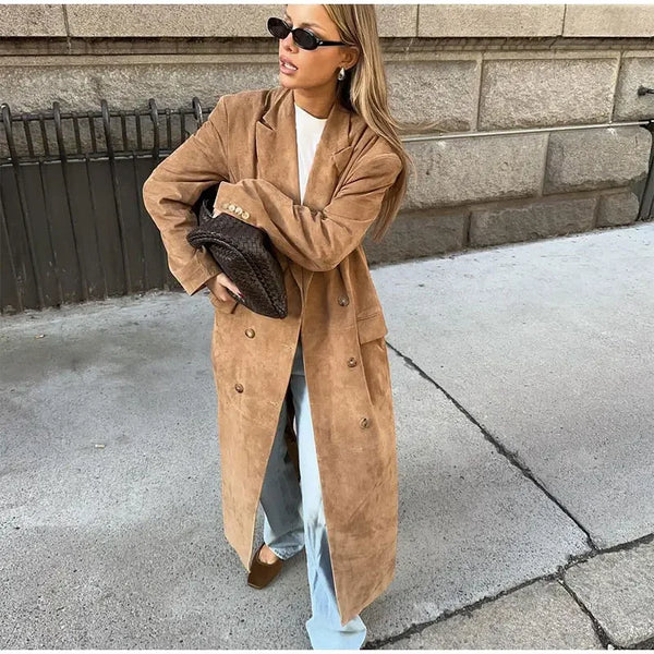 Valenzora | Trenchcoat aus Wildlederimitat