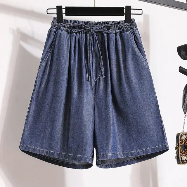 Valenzora | Wide-leg denim shorts with elastic waistband