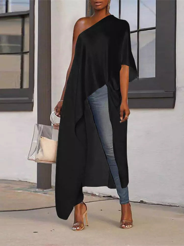 Valenzora | Damen Sommer Bluse Sexy One Shoulder Partykleider