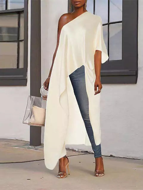 Valenzora | Damen Sommer Bluse Sexy One Shoulder Partykleider