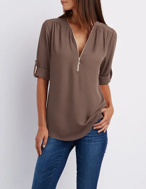 Valenzora | Modernes Zip-Top aus nachhaltiger Baumwolle
