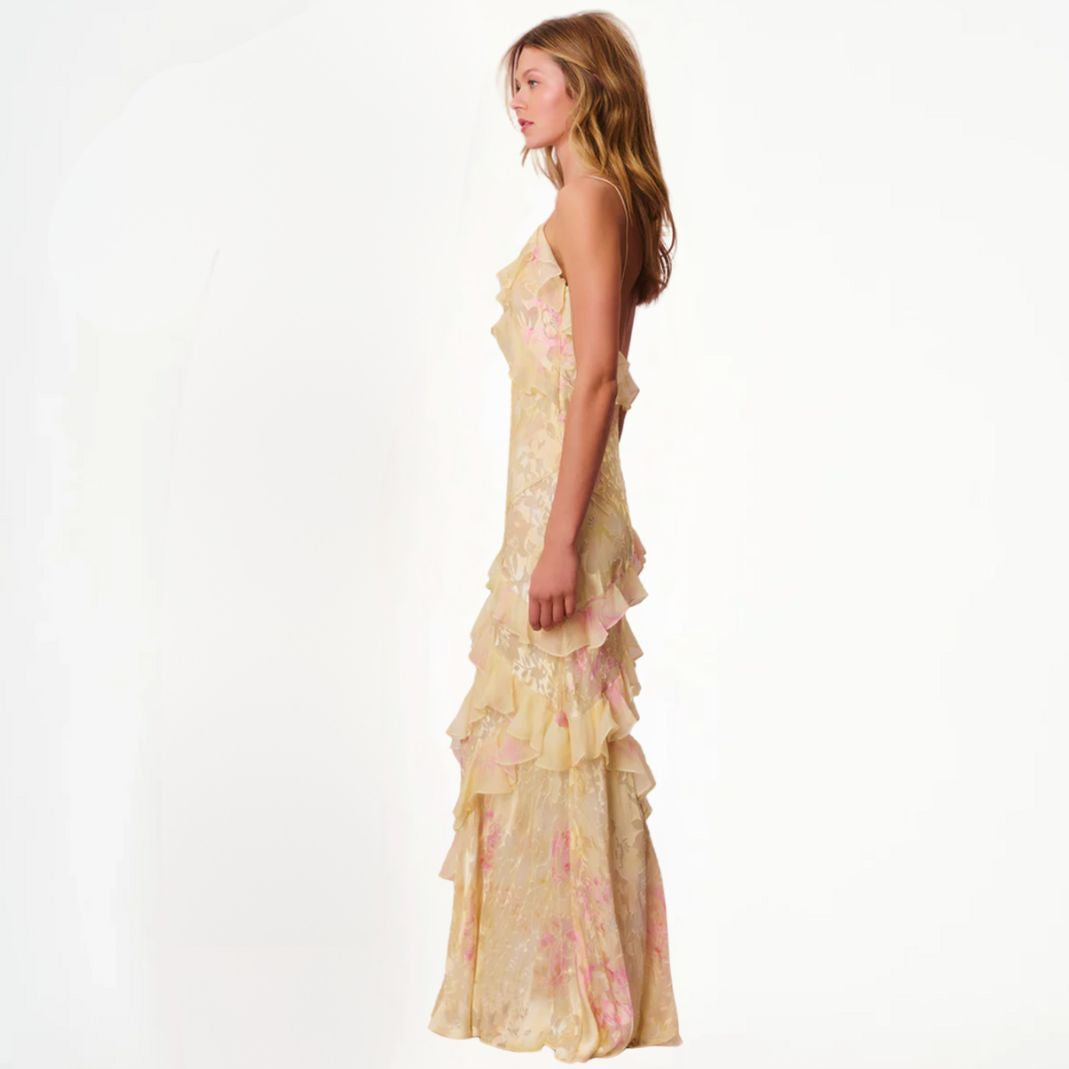 Valenzora | Damen-Blumenkleid mit Rüschen & V-Ausschnitt