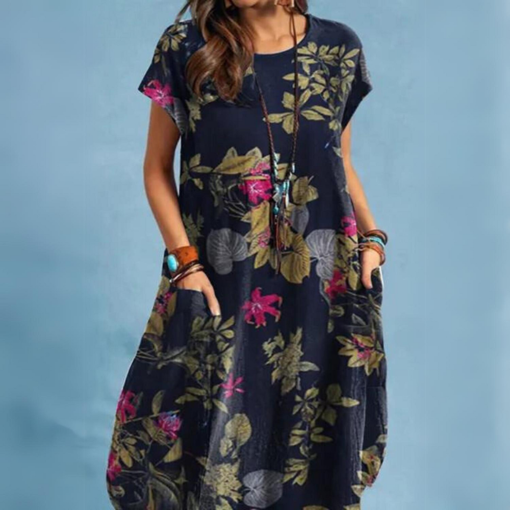Valenzora | Elegant summer dress with round neckline