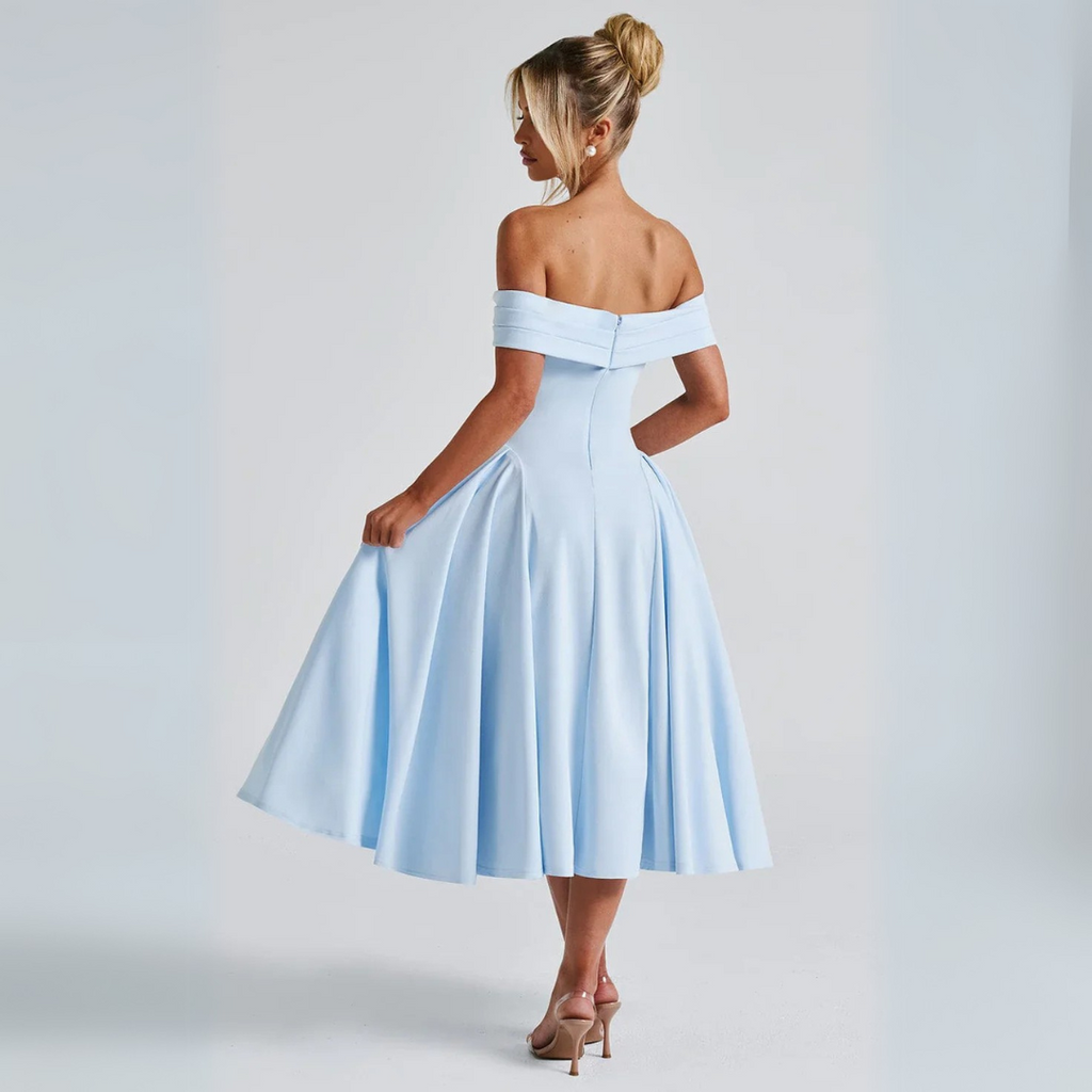 Valenzora | Elegant Blue Midi Dress
