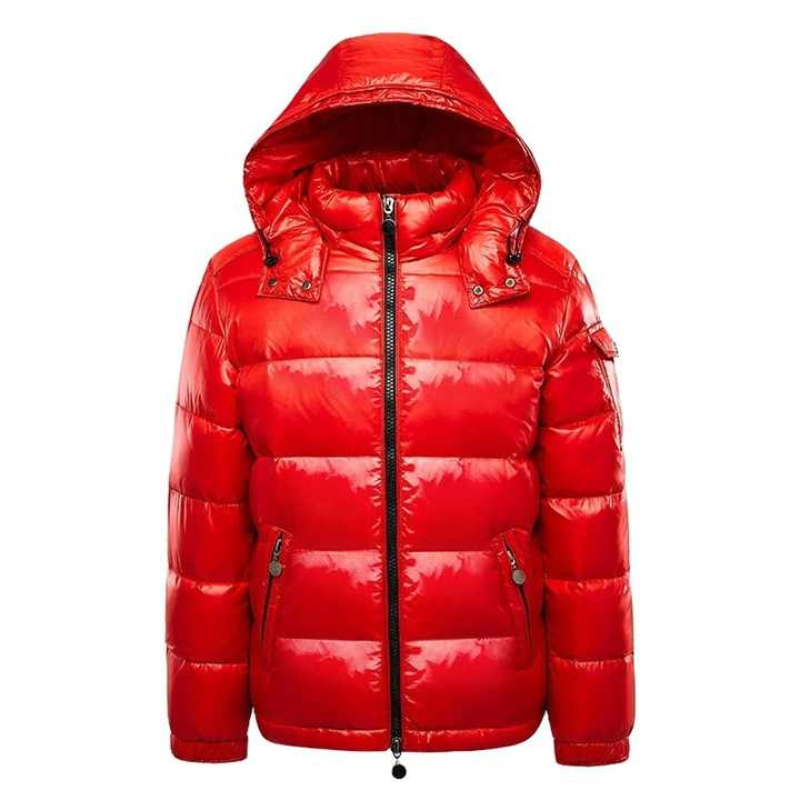 Schwarze Glanzdaunenjacke