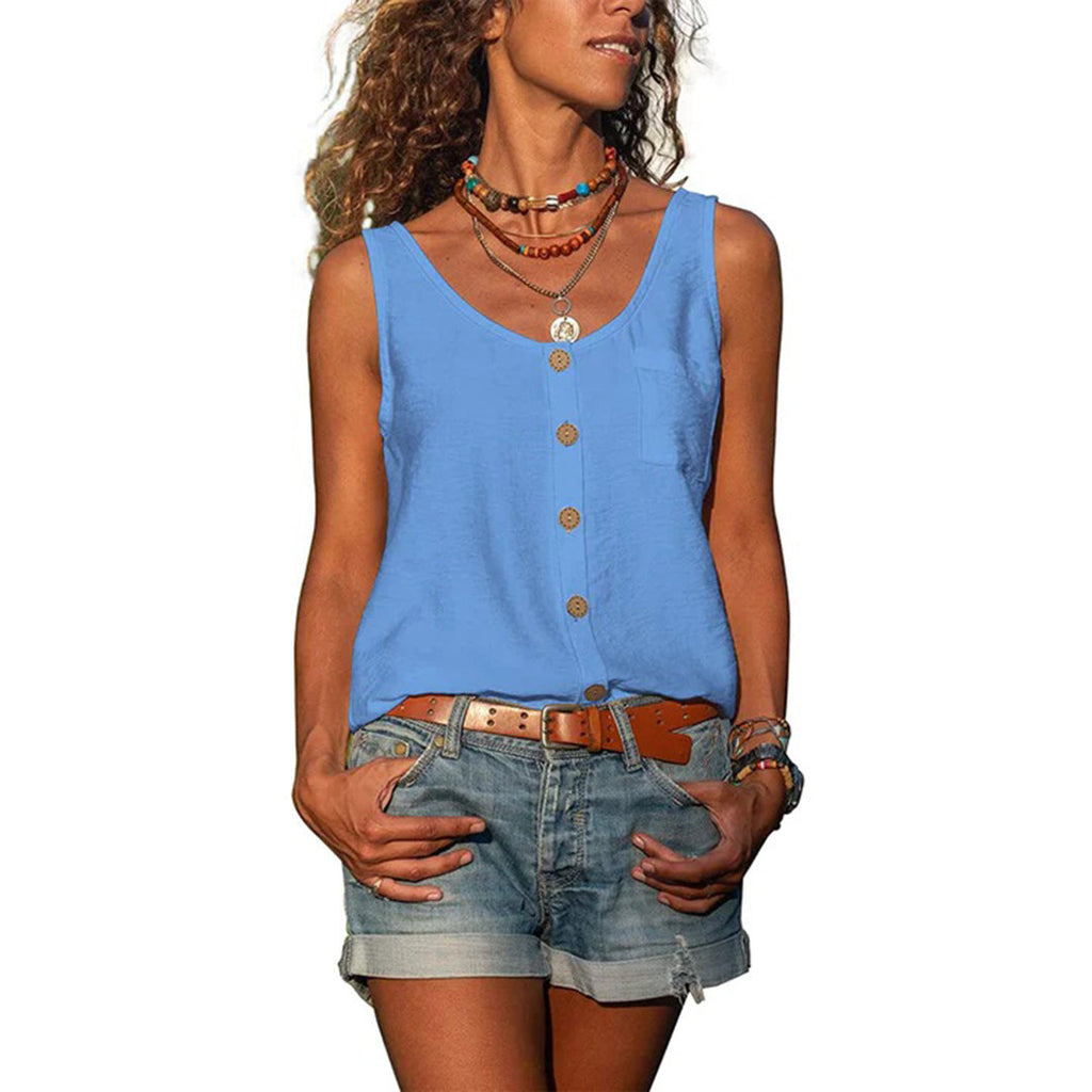 Valenzora | Button closure Loose fit Sleeveless women's clothing