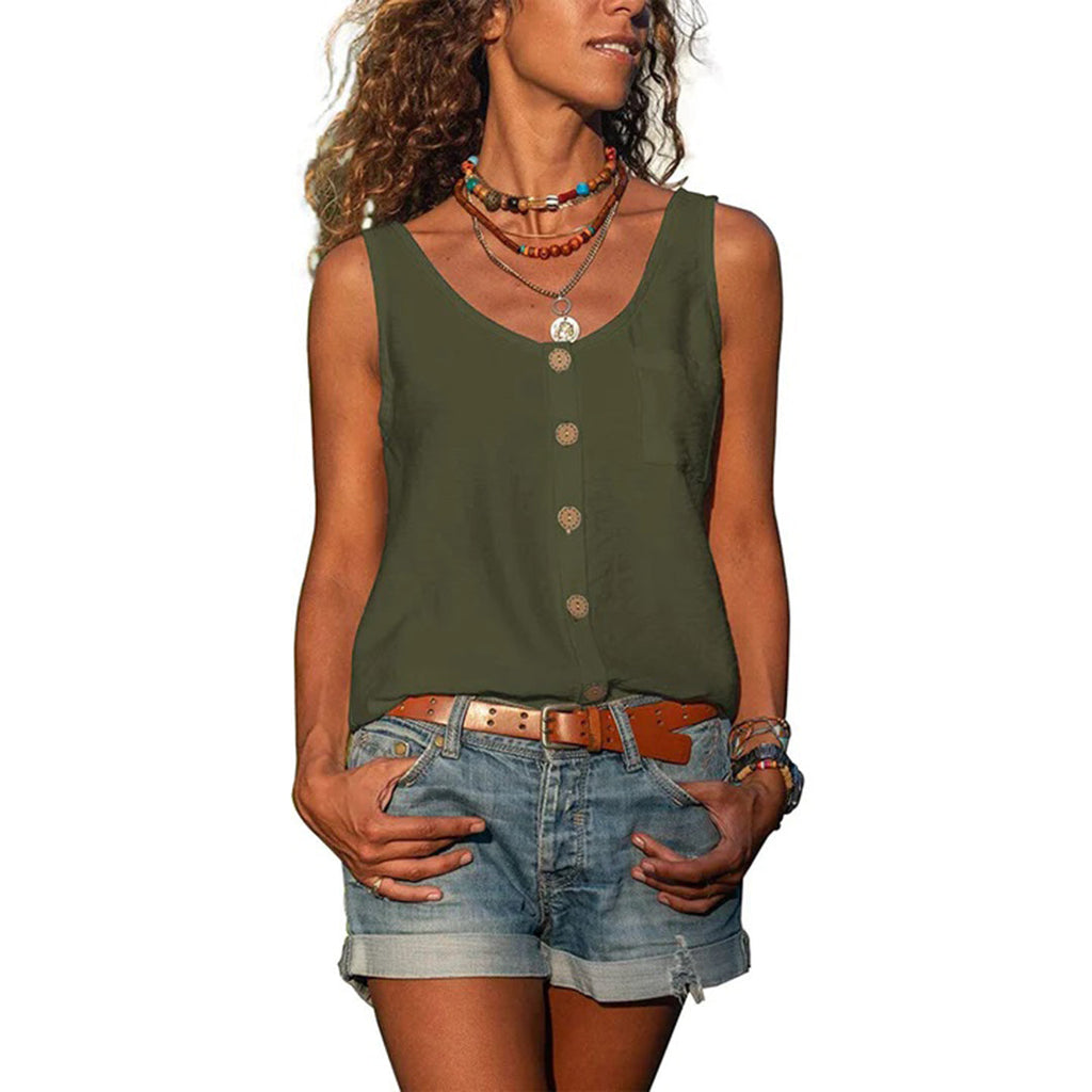 Valenzora | Button closure Loose fit Sleeveless women's clothing