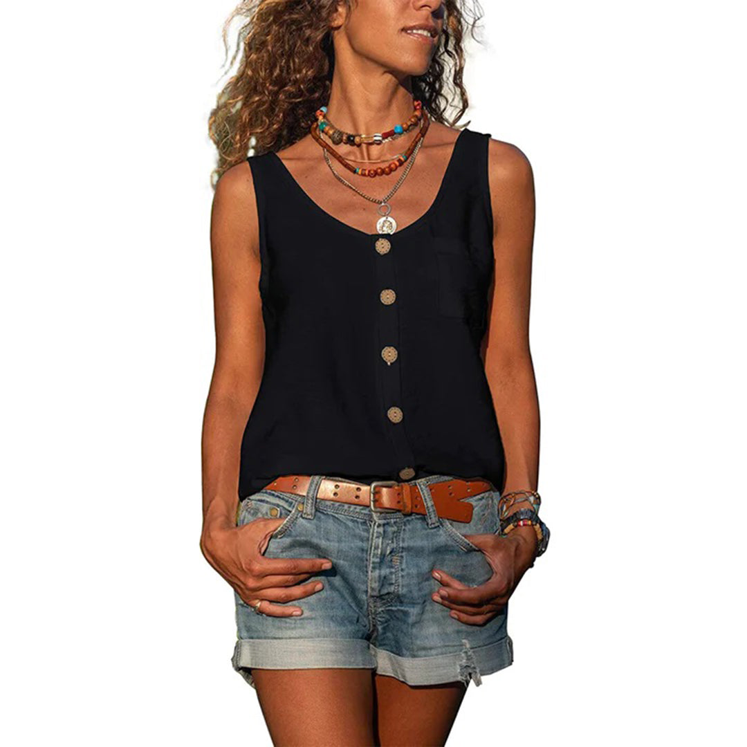 Valenzora | Button closure Loose fit Sleeveless women's clothing