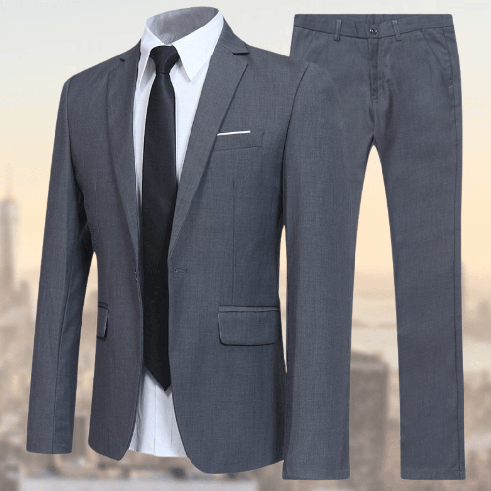 Valenzora | Lapel collar pocket blazer with long trousers two-piece set