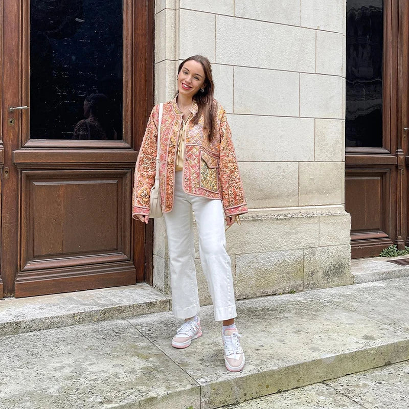 Valenzora | Oversized Boho Style Open Front Tweed Jacket Women's Jacket