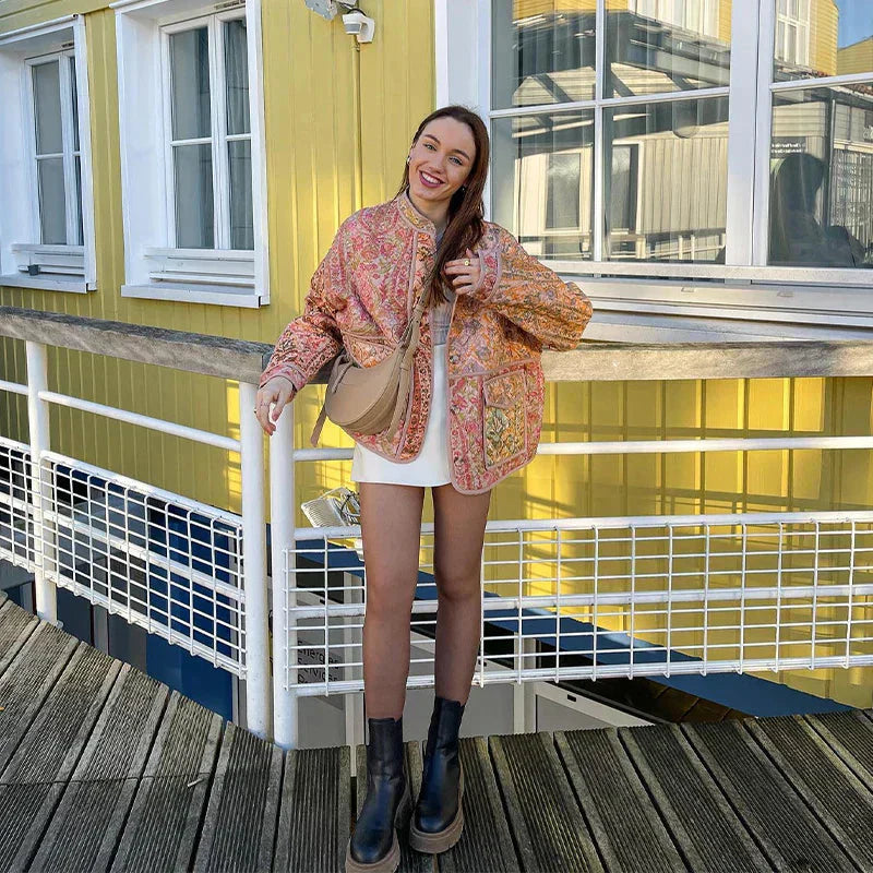 Valenzora | Oversized Boho Style Open Front Tweed Jacket Women's Jacket