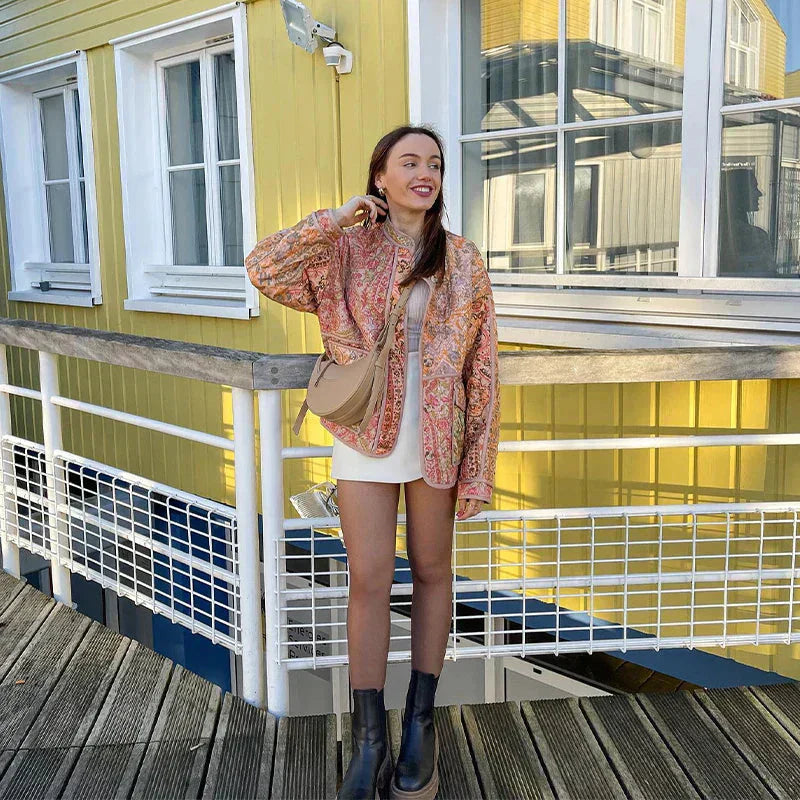 Valenzora | Oversized Boho Style Open Front Tweed Jacket Women's Jacket
