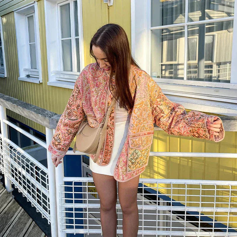 Valenzora | Oversized Boho Style Open Front Tweed Jacket Women's Jacket