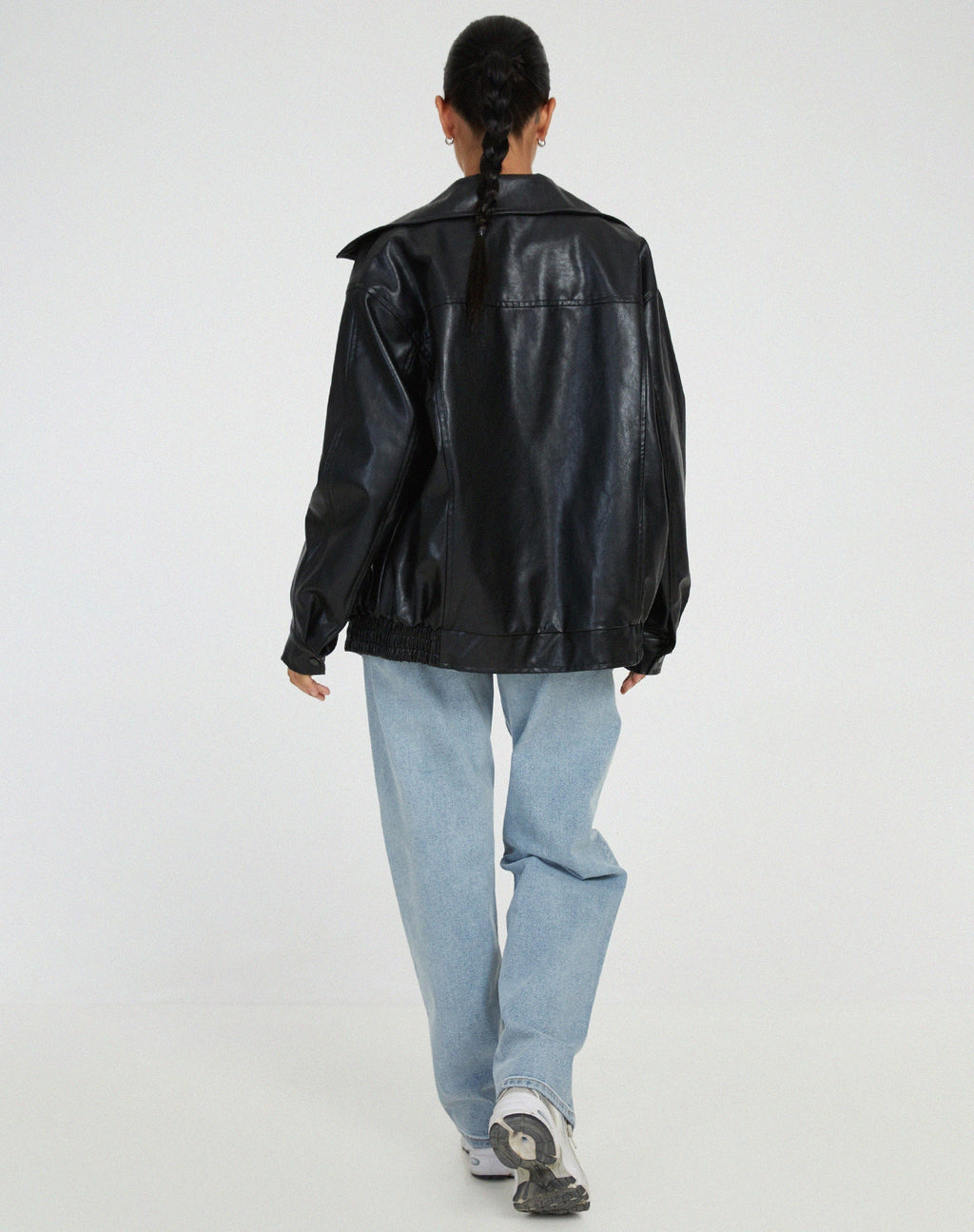 Valenzora | Oversized Faux Leather Jacket with Zipper, Women's Faux Leather Jacket