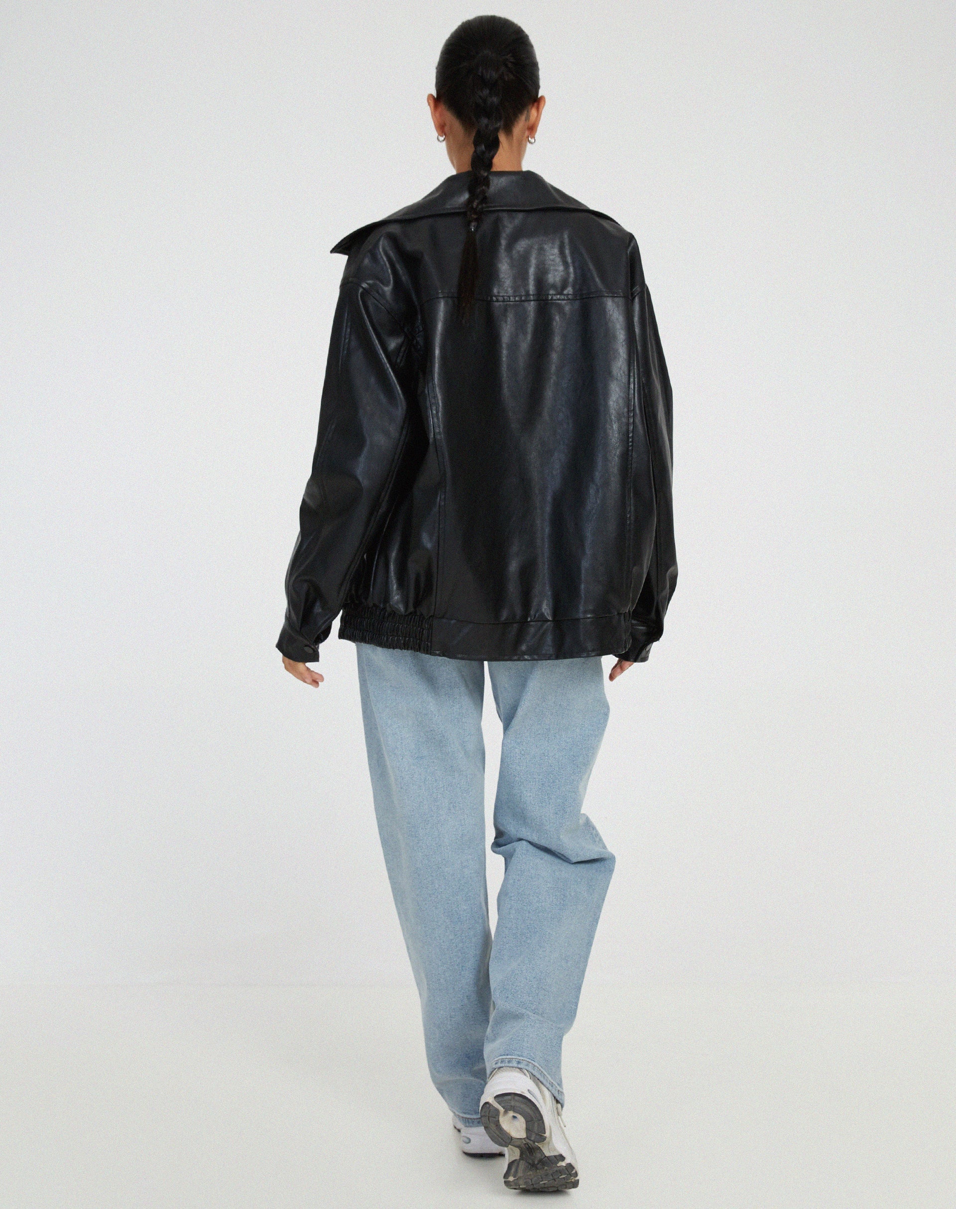 Valenzora | Oversized Faux Leather Jacket with Zipper, Women's Faux Leather Jacket
