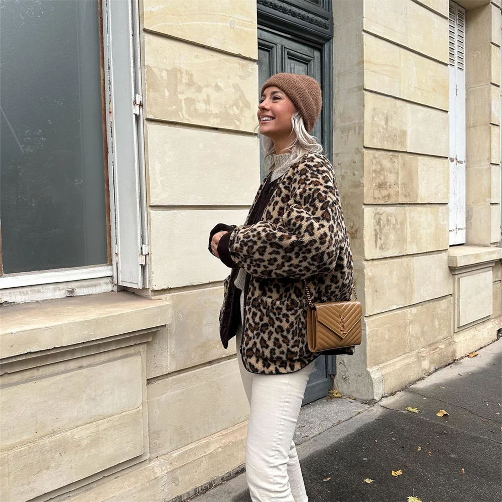 Valenzora | Oversized Leopardenmuster Knopf Sommerjacke Damen Jacke