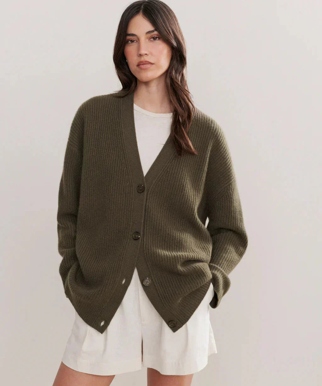 Valenzora | Oversized women's cashmere cardigan with V-neck and buttons