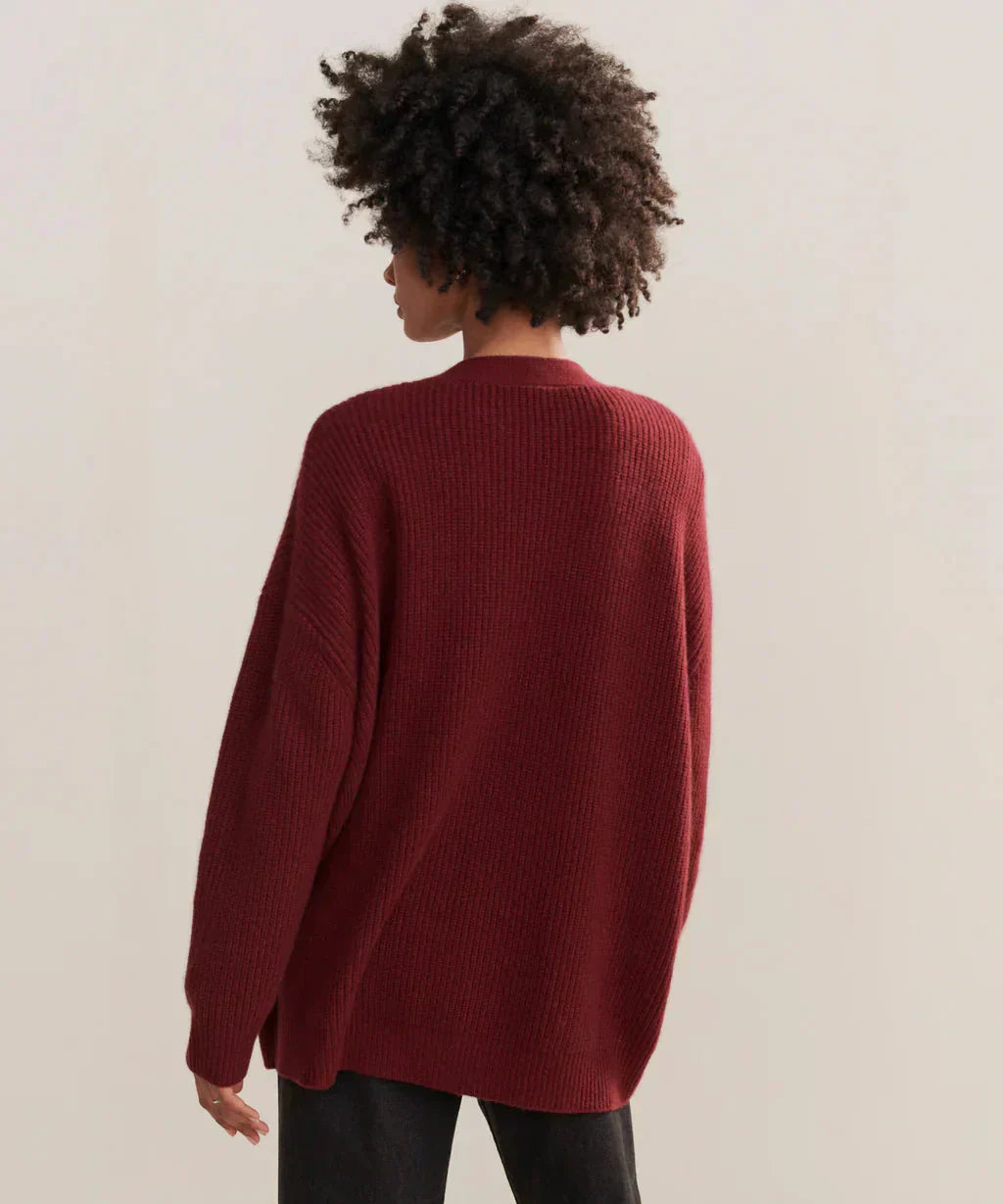Valenzora | Oversized women's cashmere cardigan with V-neck and buttons