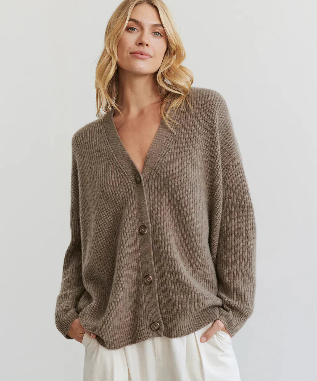 Valenzora | Oversized women's cashmere cardigan with V-neck and buttons