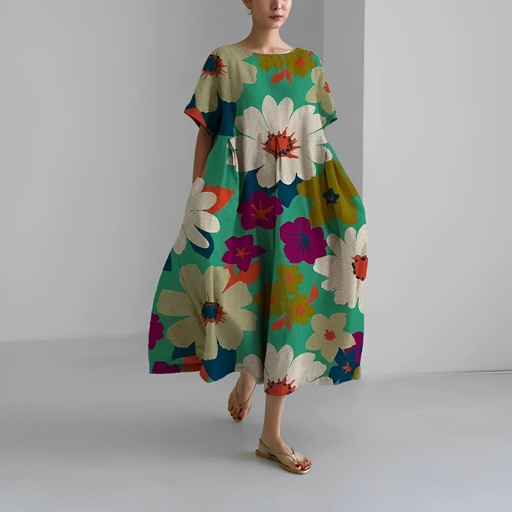Valenzora | Übergroßes Kleid, lockere Passform, kurze Ärmel, Sommerkleid, lange Kleider
