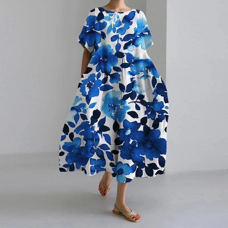 Valenzora | Übergroßes Kleid, lockere Passform, kurze Ärmel, Sommerkleid, lange Kleider