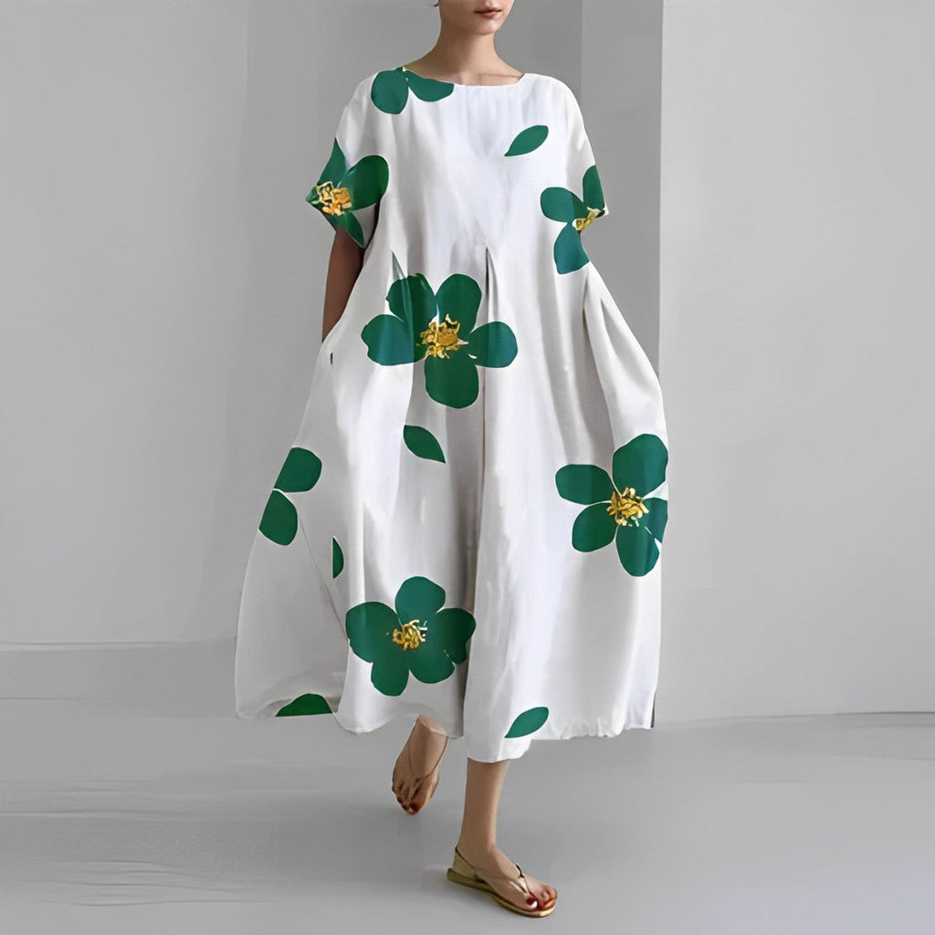Valenzora | Übergroßes Kleid, lockere Passform, kurze Ärmel, Sommerkleid, lange Kleider