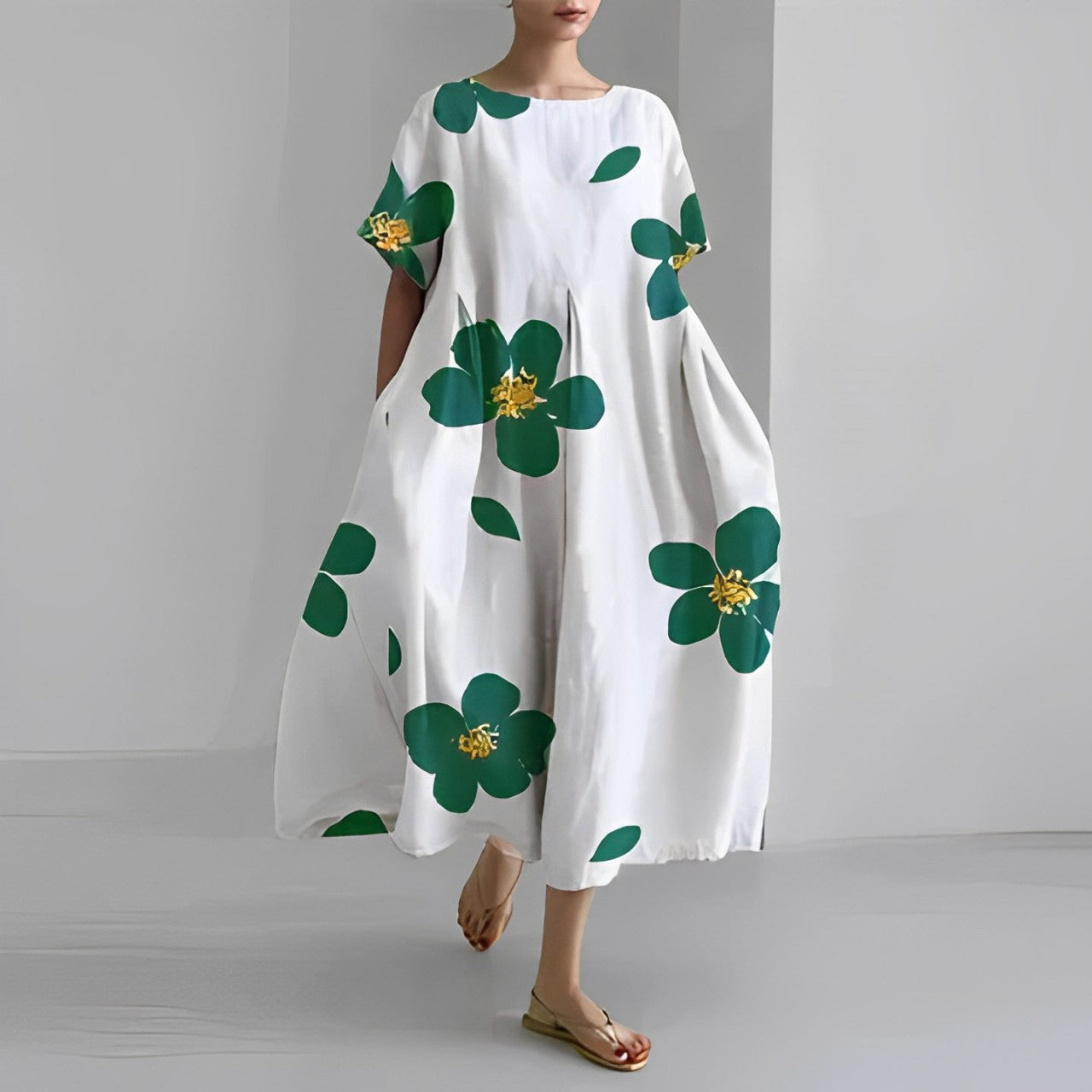 Valenzora | Oversized dress, loose fit, short sleeves, summer dress, long dresses