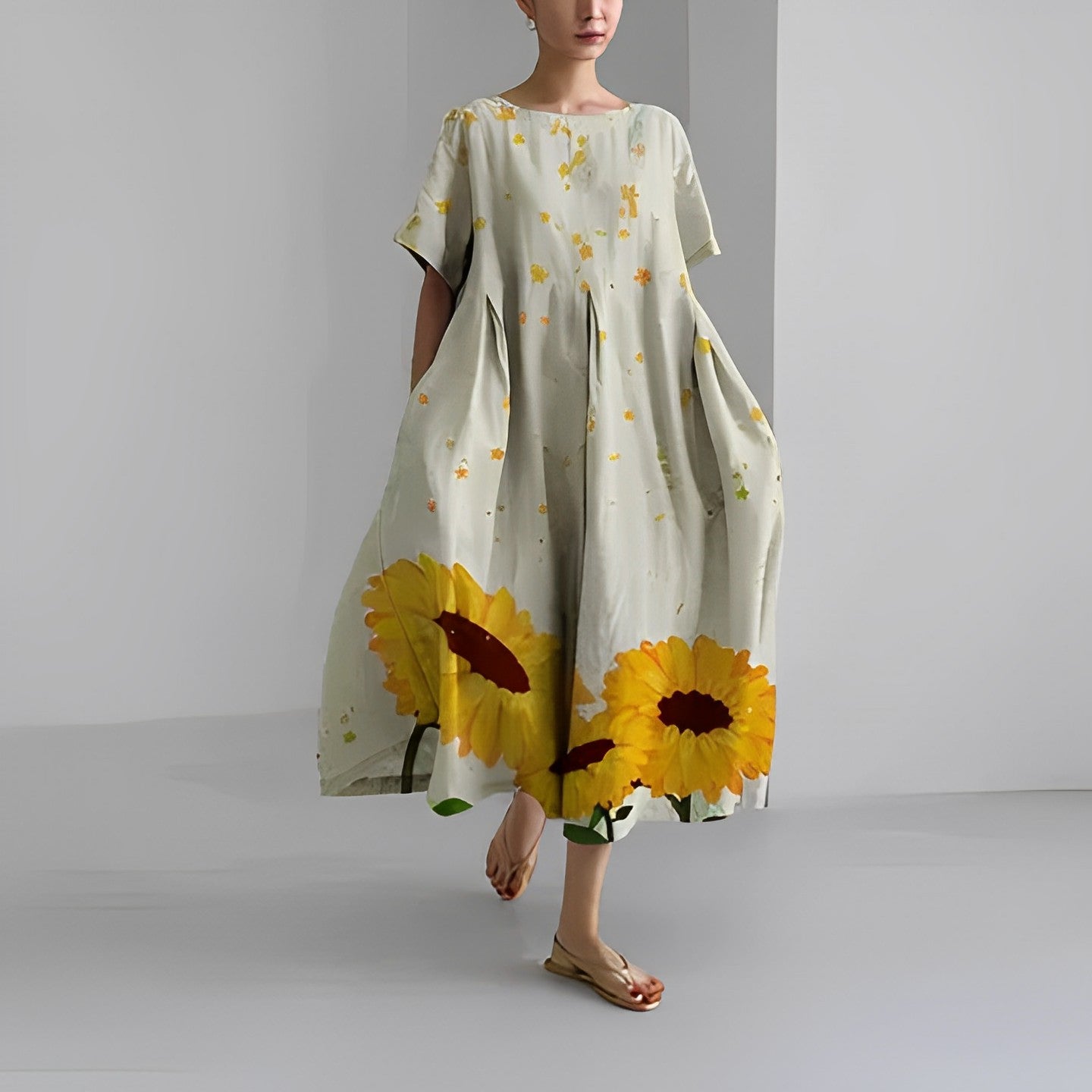Valenzora | Oversized dress, loose fit, short sleeves, summer dress, long dresses