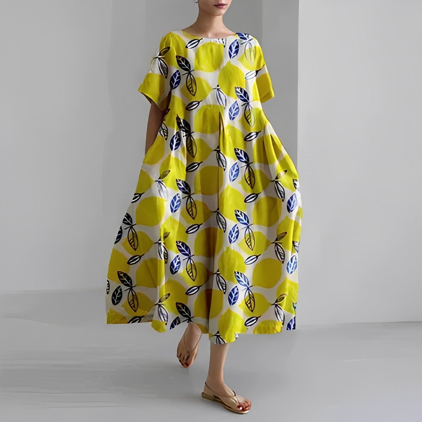 Valenzora | Oversized dress, loose fit, short sleeves, summer dress, long dresses