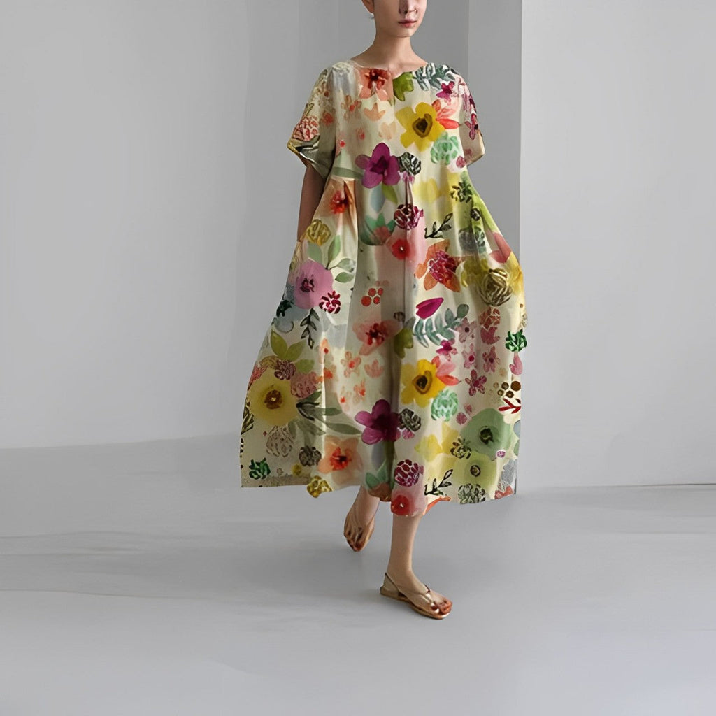 Valenzora | Übergroßes Kleid, lockere Passform, kurze Ärmel, Sommerkleid, lange Kleider