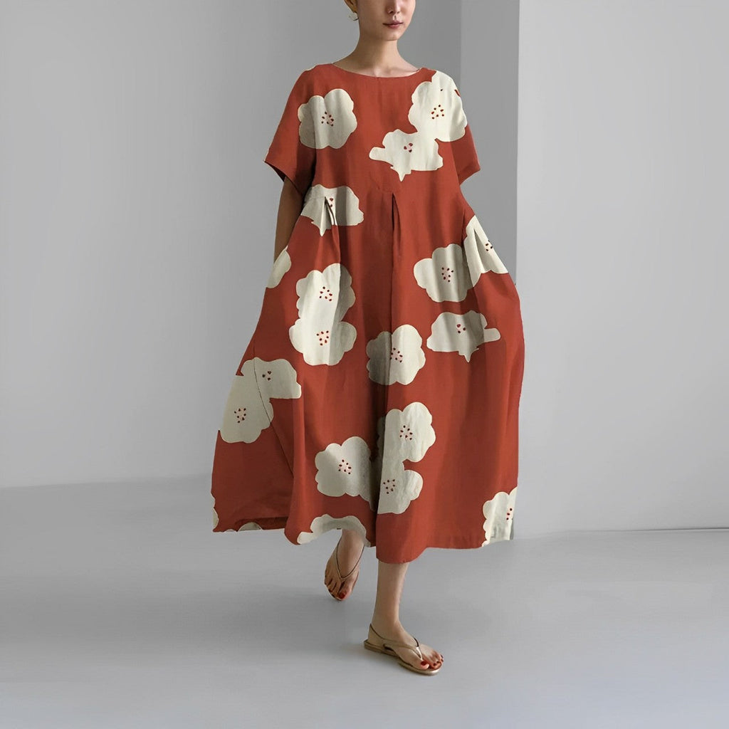 Valenzora | Übergroßes Kleid, lockere Passform, kurze Ärmel, Sommerkleid, lange Kleider