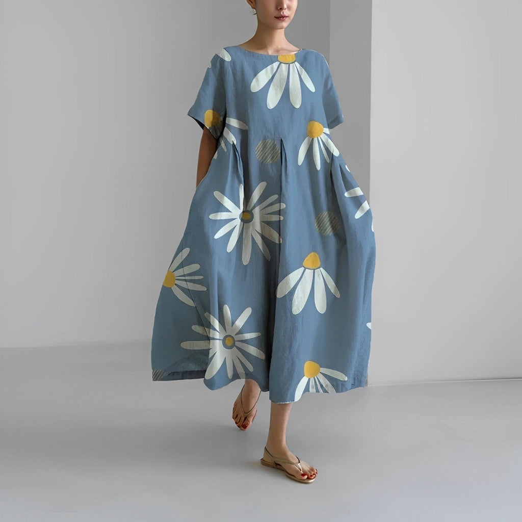 Valenzora | Übergroßes Kleid, lockere Passform, kurze Ärmel, Sommerkleid, lange Kleider