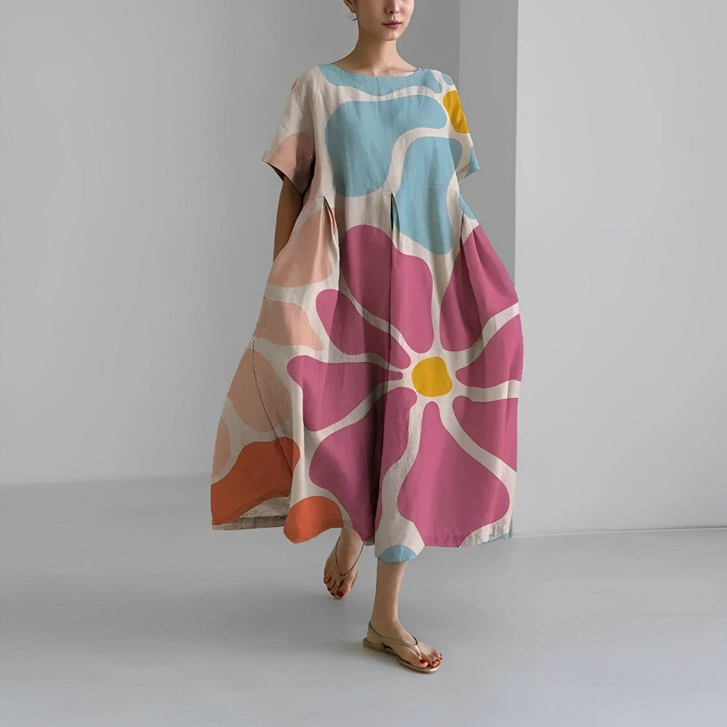 Valenzora | Übergroßes Kleid, lockere Passform, kurze Ärmel, Sommerkleid, lange Kleider