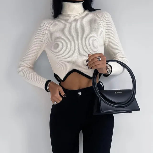 Valenzora | Ribbed roll-neck crop top