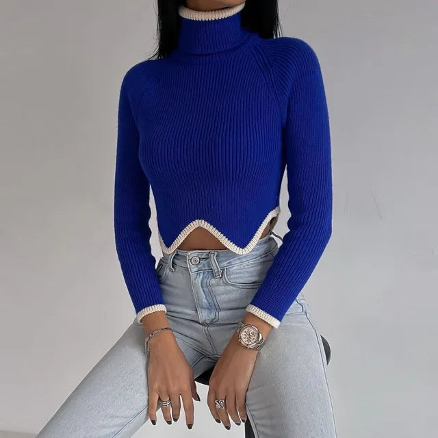 Valenzora | Ribbed roll-neck crop top