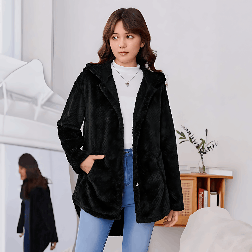 Valenzora | Warm cardigan with soft lining and hood for women