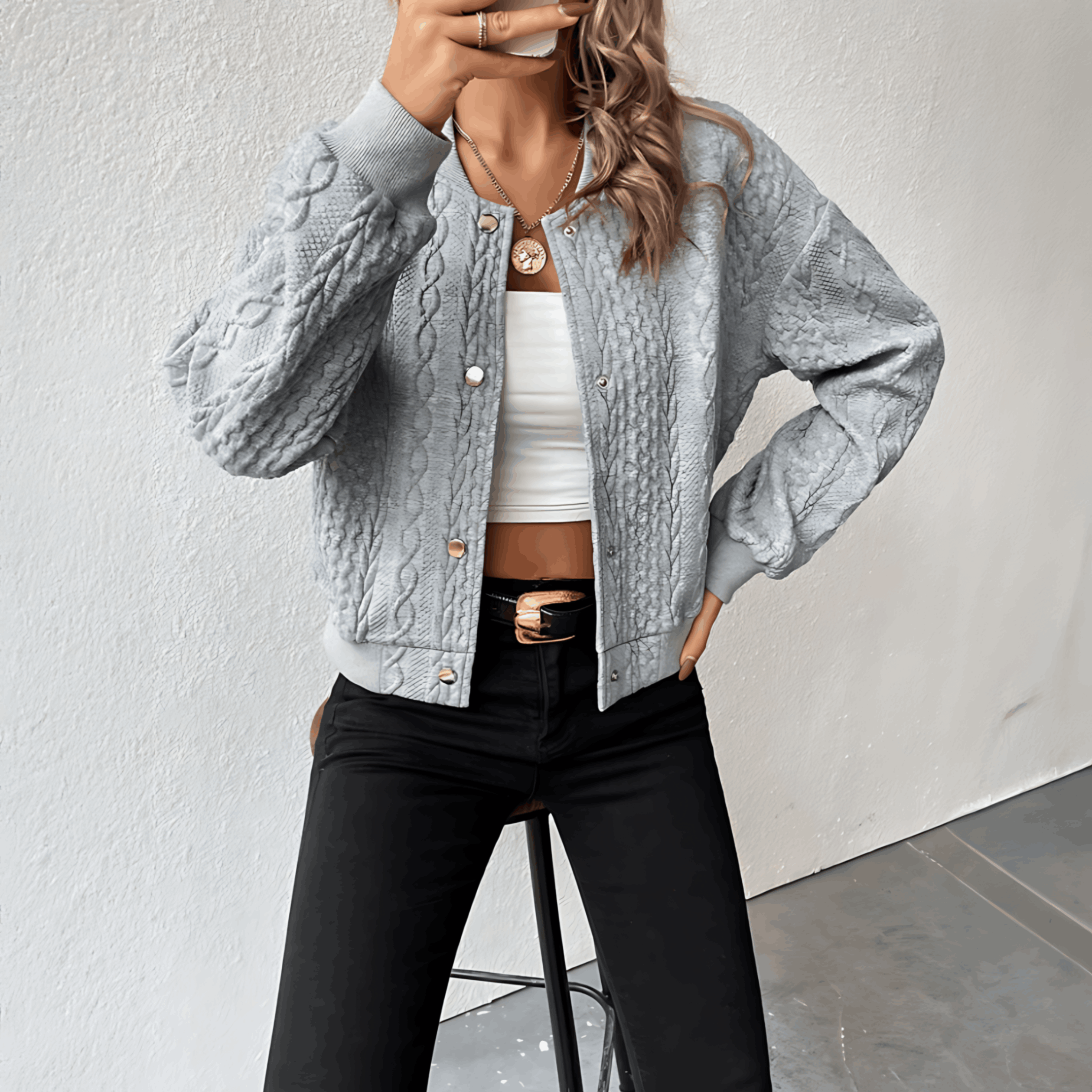 Valenzora | Bomber-Cardigan für Damen mit Knöpfen