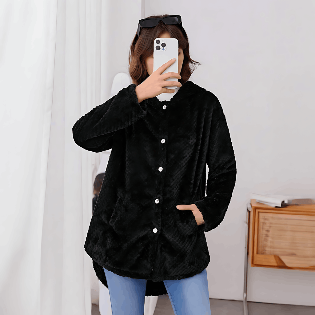 Valenzora | Warm cardigan with soft lining and hood for women