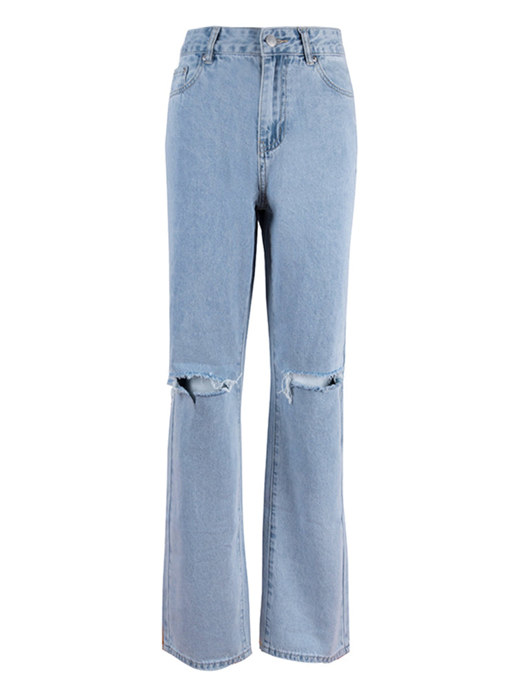 Valenzora Women's Jeans with a Loose Fit, Ripped, Wide Leg, High Waist, Casual Baggy Jeans