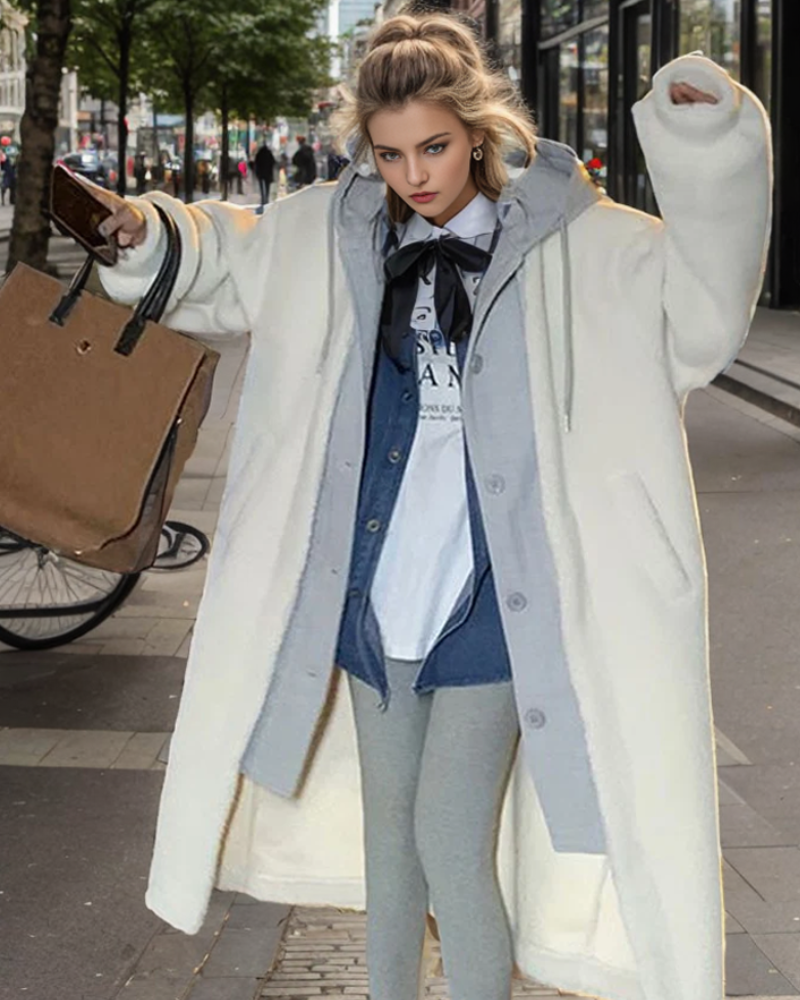 Valenzora - Women's Color-Block Teddy Coat
