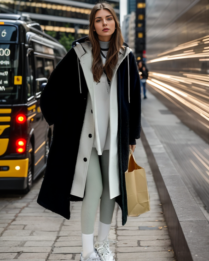 Valenzora - Women's Color-Block Teddy Coat