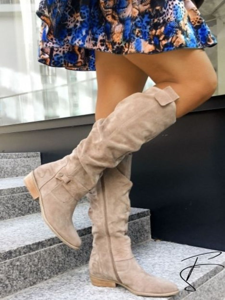 Valenzora | Casual knee-high women's cowboy boots made of suede below the knee
