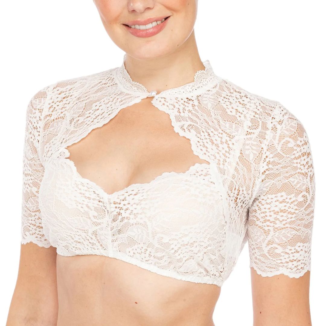 Valenzora | Dirndl blouse with lace pattern and seductive neckline for Oktoberfest